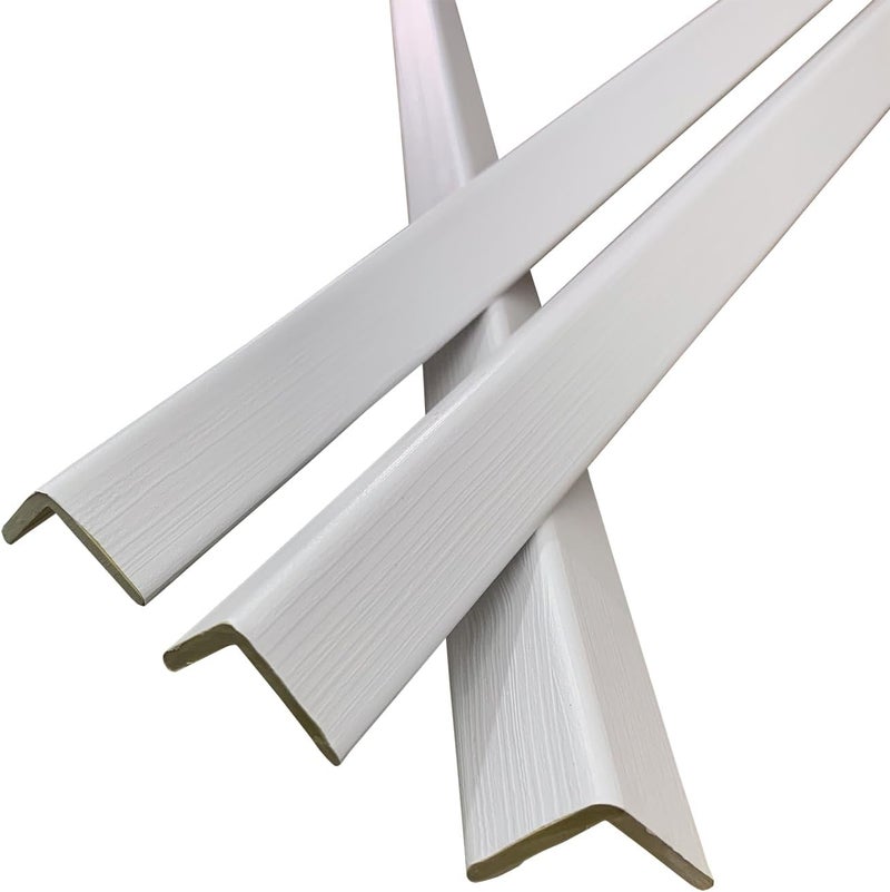 YLL YLL 6 PCS 45" Wall Corner Protector Trim Borders for Wall White Wood Grain Wall Edge Strip Crown Molding Trim Door and Window Frames Mirror Backsplash Tile Edge - Image 1